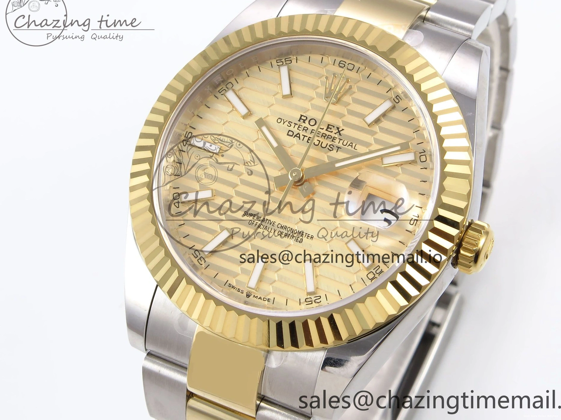 AAA Replica Watches Bracelet Thermal YG Best Edition Dial DateJust 41 Oyster 126333 EWEF SS on 976 YG Textured A 0104